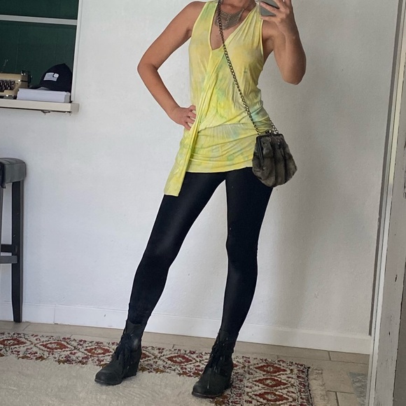 YOUNG FABULOUS & BROKE tie-dye front knot draping tank top, Sz XS - Picture 4 of 6